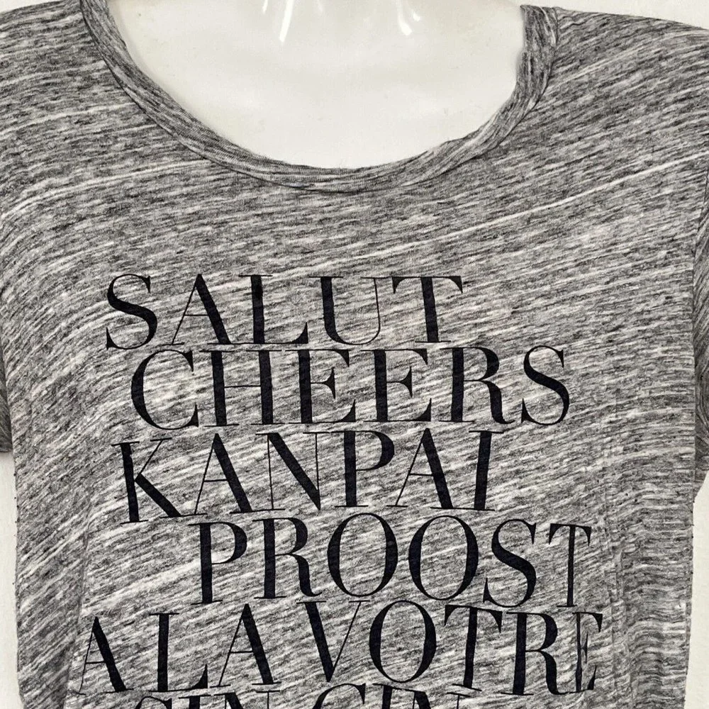 J Crew Collector Tee Top Womens XS Gray Salut Cheers Crew Neck Short Sle…